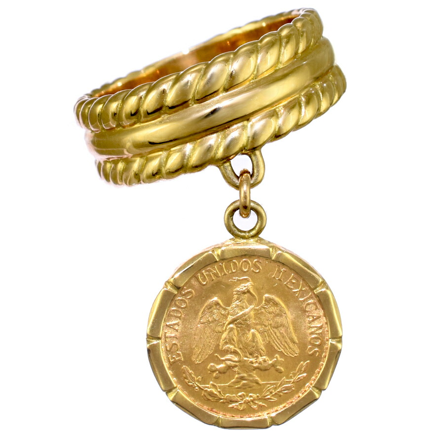 特価！K18 K21,6/メキシコ2ペソ金貨リング中古/美品/ 18k 楽天市場】【中古】K21.6/K18 メキシコ コイン リング 18金 21.6