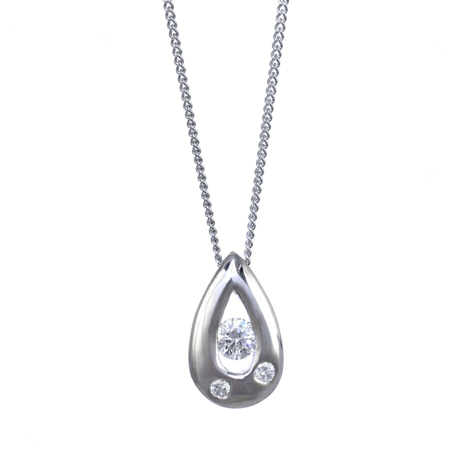 【中古】新品同様 ティアドロップ ペンダント ネックレス プラチナ 900 850 ダイヤモンド 0.31ct 0.05ct ジュエリー アクセサリー [美品][送料無料]｜ブランドリサイクルストアスマイル