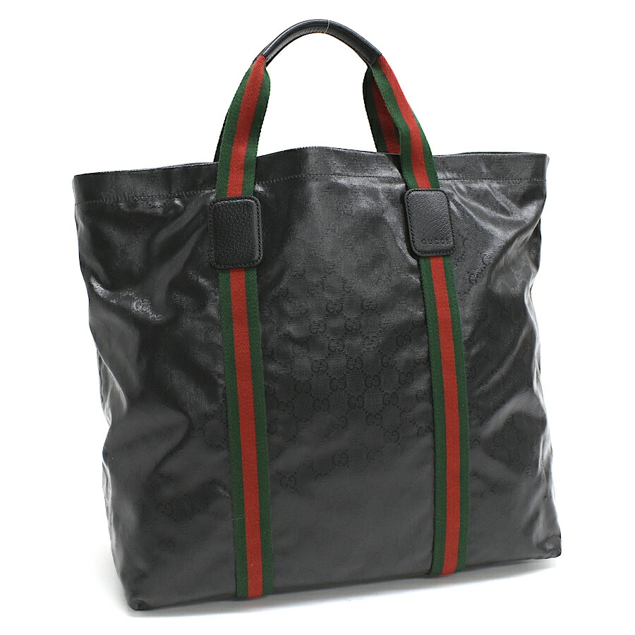 【中古】グッチ テンダー トートバッグ 763287 GG水晶 黒いこと ウェッブ 縞模様 シェリー酒生産ライン GUCCI [貨物輸送無料]