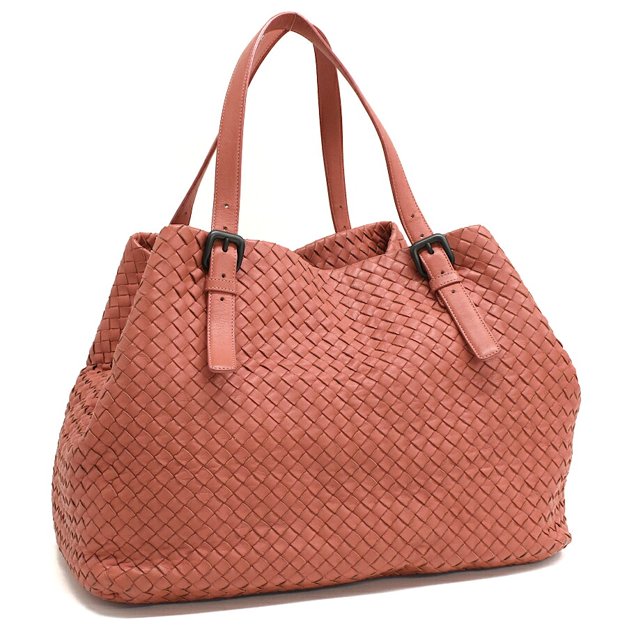 【中古】ボッテガヴェネタ トートバッグ イントレチャート レザ 年魚サクラ色 BOTTEGA VENETA [貨物輸送無料]