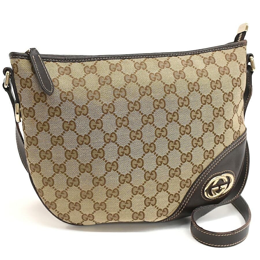 【中古】グッチ ニューブリット クロスボディ ショルダーバッグ 169998 GGキャンバス レザー ベージュ ブラウン GUCCI [送料無料]