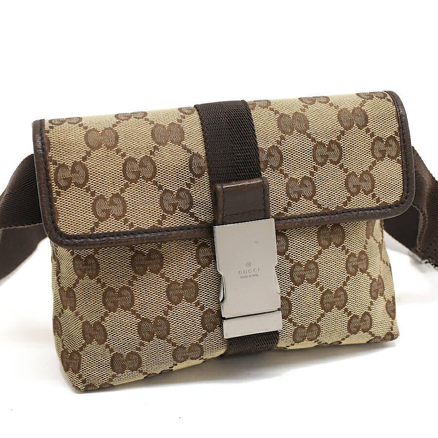 【中古】グッチ ウエストバッグ ベルトバッグ 131236 GGキャンバス ジャガード ベージュ ブラウン GUCCI[送料無料]