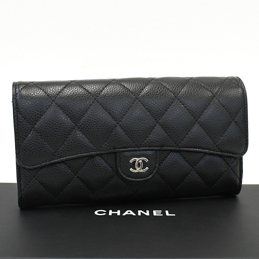 【中古】シャネル タイムレスクラシック 長財布 A80758 マトラッセ キャビアスキン レザー ブラック ココマーク CHANEL [送料無料]｜ブランドリサイクルストアスマイル
