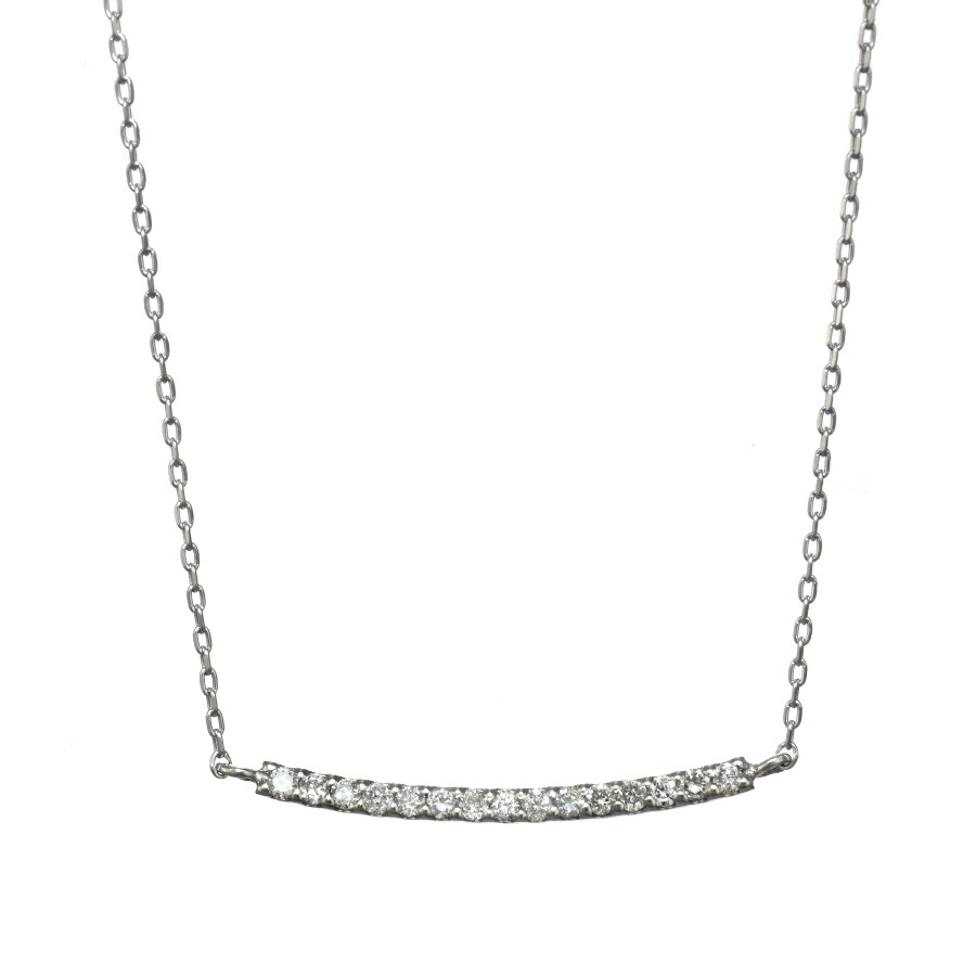 【中古】新品同様 ライン ペンダント ネックレス K18ホワイトゴールド ダイヤモンド 0.07ct [美品][送料無料]