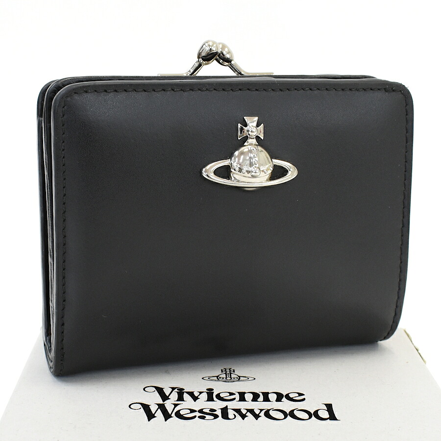 【中古】ヴィヴィアンウエストウッド ガマ口折紙入れ VEGAN PAGLIA WALLET 51010020 黒いこと ヴィーガンレザー Vivienne Westwood [貨物輸送無料]