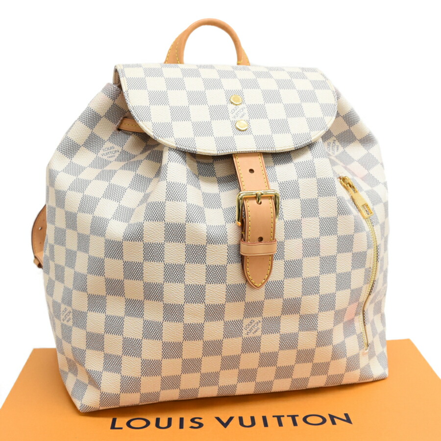 【百貨店SALE】【中古】ルイヴィトン スペロン うしろ側容器に並べる 背嚢 N41578 ダミエアズール 帆布 なめし革 象牙色白いこと LOUIS VUITTON Sperone[貨物輸送無料]