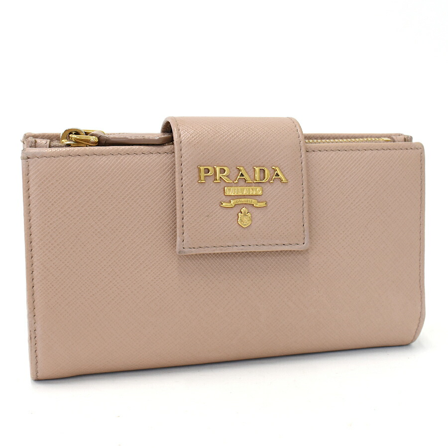 楽天市場】プラダ PRADA 二つ折り長財布 レザー パープル ユニ