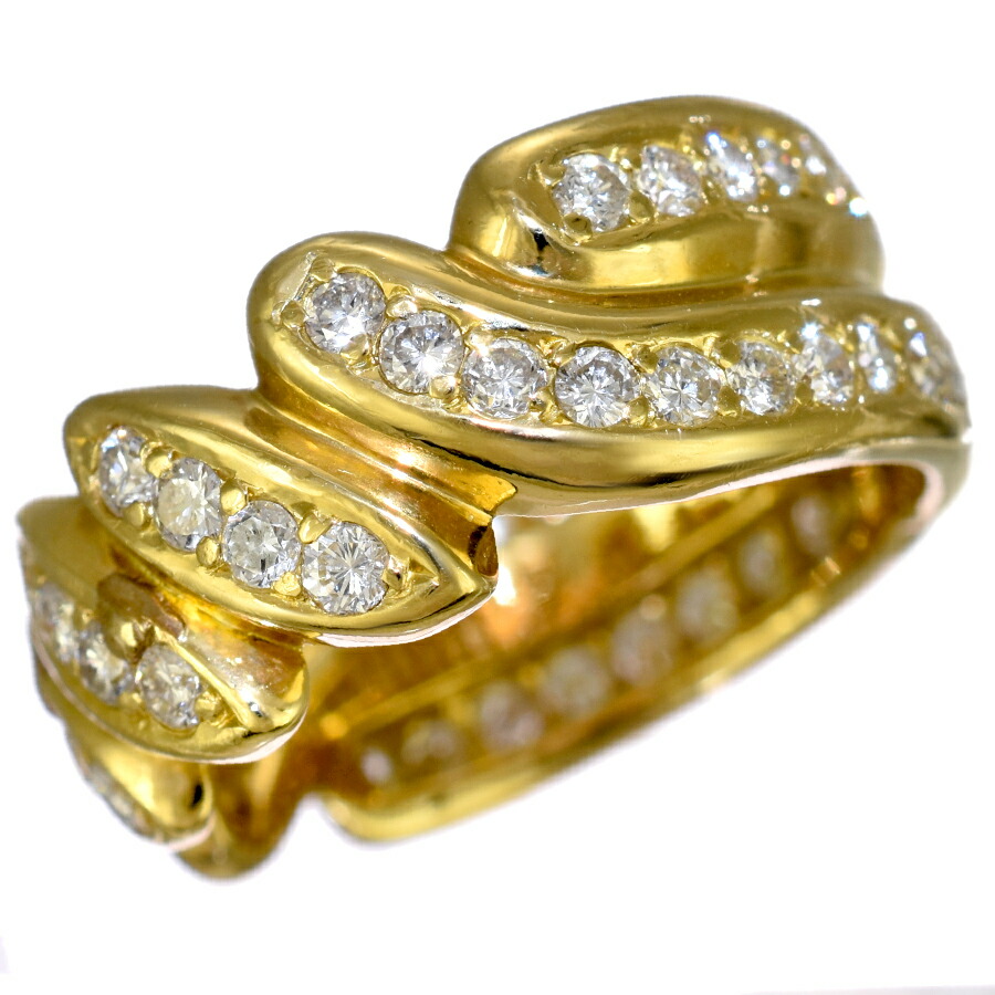 【中古】新品同様 リング 指輪 K18イエローゴールド ダイヤモンド 1.14ct 11号 [美品][送料無料]