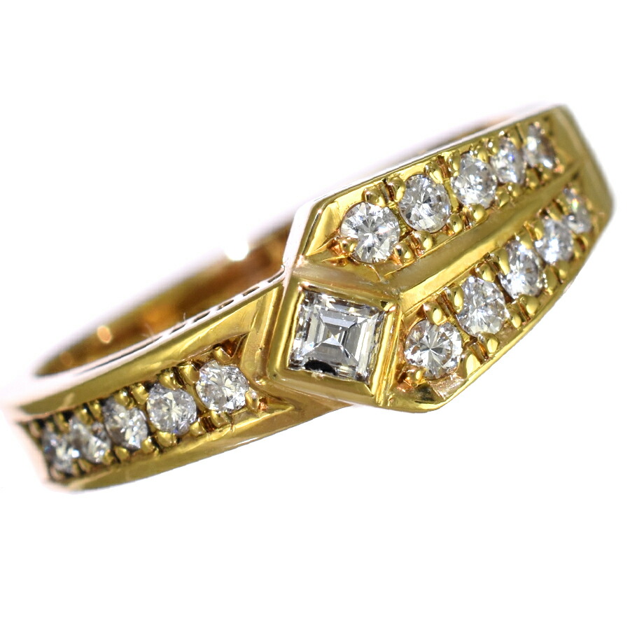 【中古】新品同様 リング 指輪 K18イエローゴールド ダイヤモンド 0.27ct 10号 [美品][送料無料]