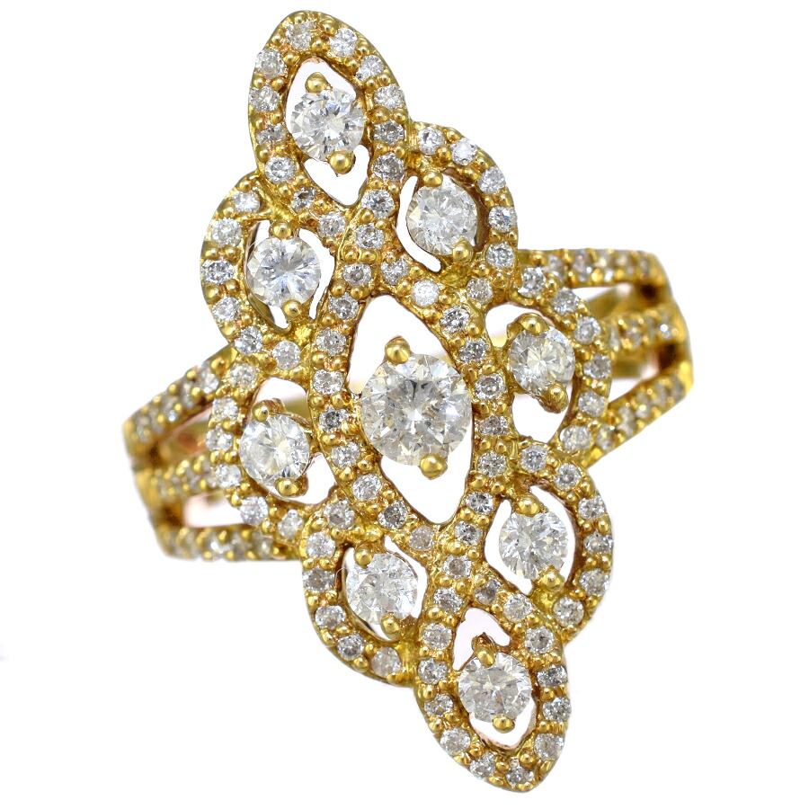 【中古】新品同様 リング 指輪 K18イエローゴールド ダイヤモンド 1.00ct 12号 [美品][送料無料]
