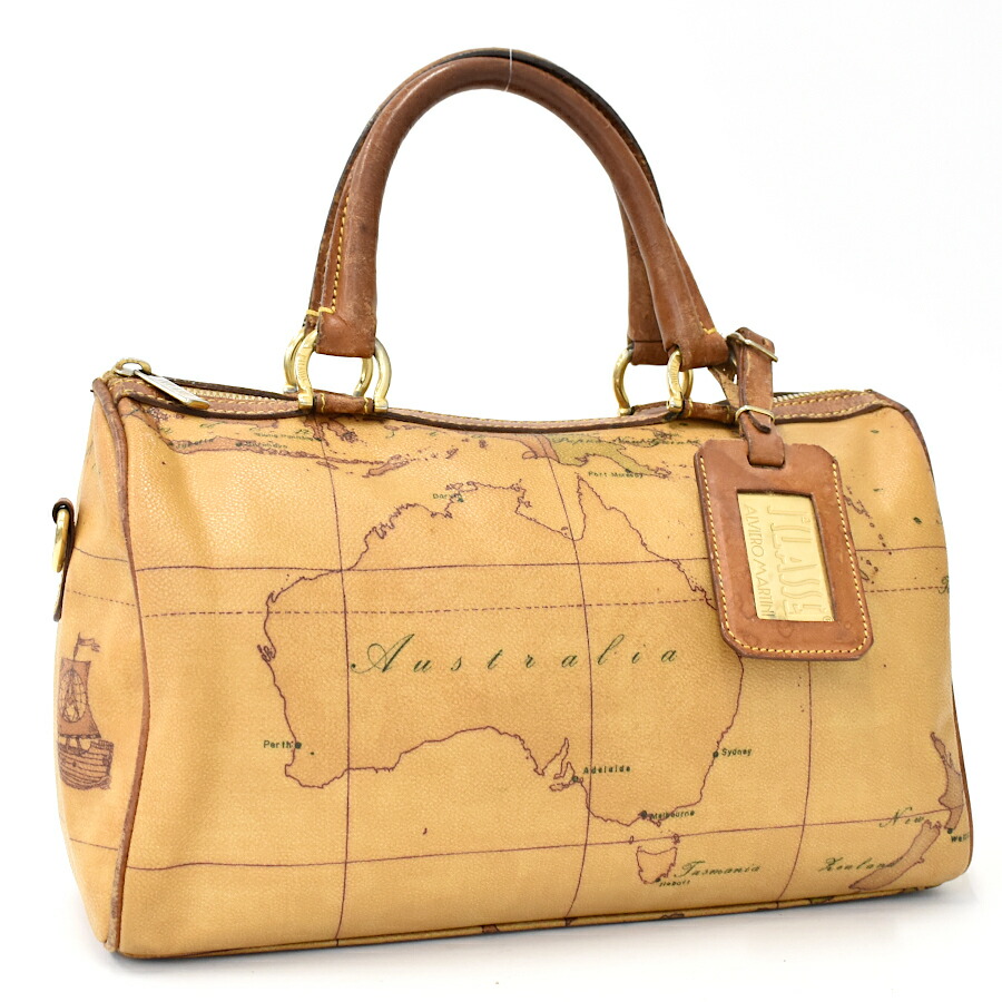 楽天市場】【中古】本物美品プリマクラッセ世界地図柄のボストンバッグ