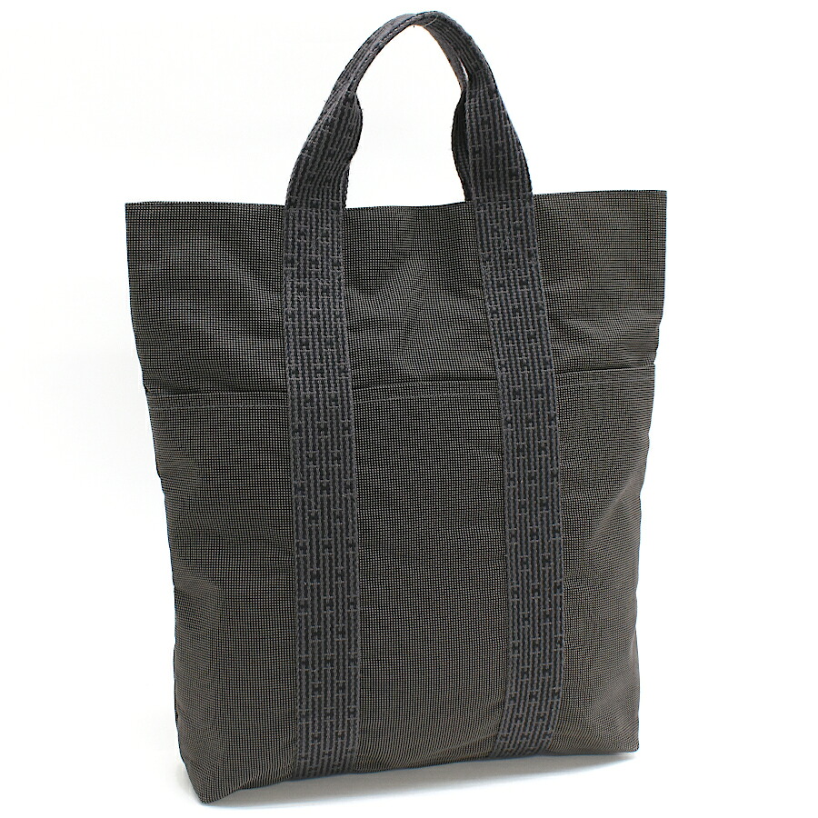 【中古】エルメス カバス トートバッグ エールライン ナイロン キャンバス グレー HERMES[送料無料]