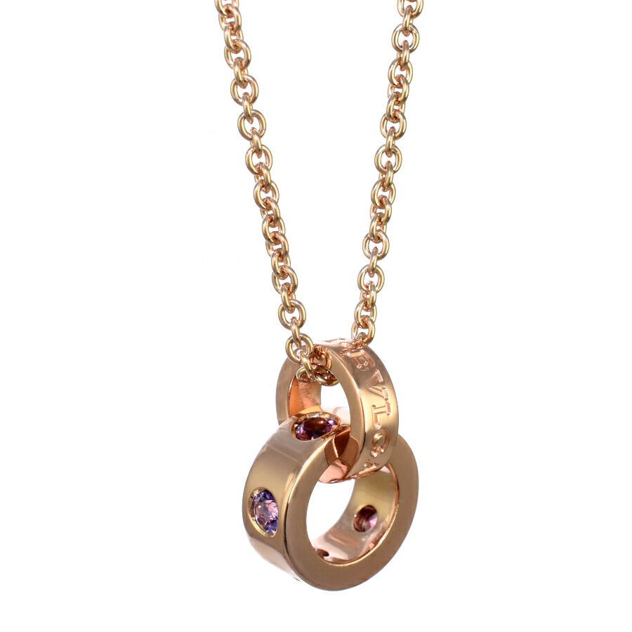 【中古】新品同様 ブルガリ ローマンソルベ ペンダント ネックレス K18ピンクゴールド ピンクトルマリン アメジスト BVLGARI [美品][送料無料]｜ブランドリサイクルストアスマイル
