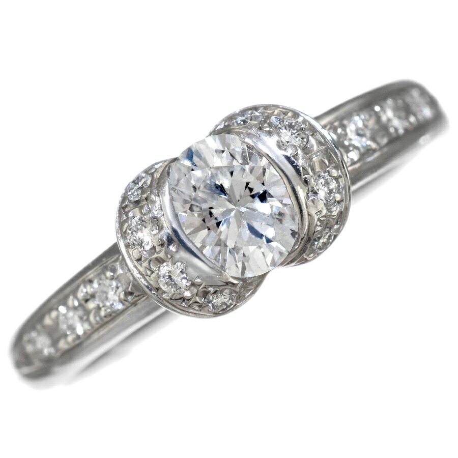 【中古】新品同様 リング 指輪 プラチナ900 ダイヤモンド 0.357ct 0.10ct 10号 [美品][送料無料]