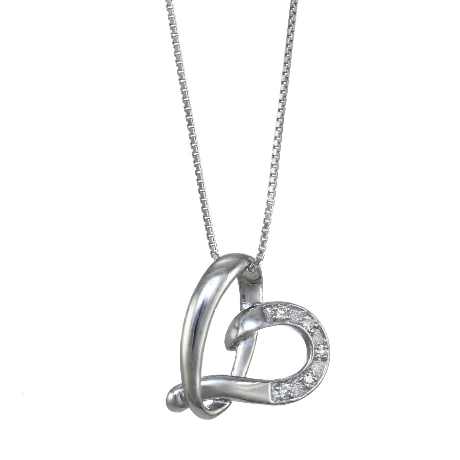 【中古】ハート ペンダント ネックレス K18ホワイトゴールド ダイヤモンド 0.05ct [送料無料]｜ブランドリサイクルストアスマイル
