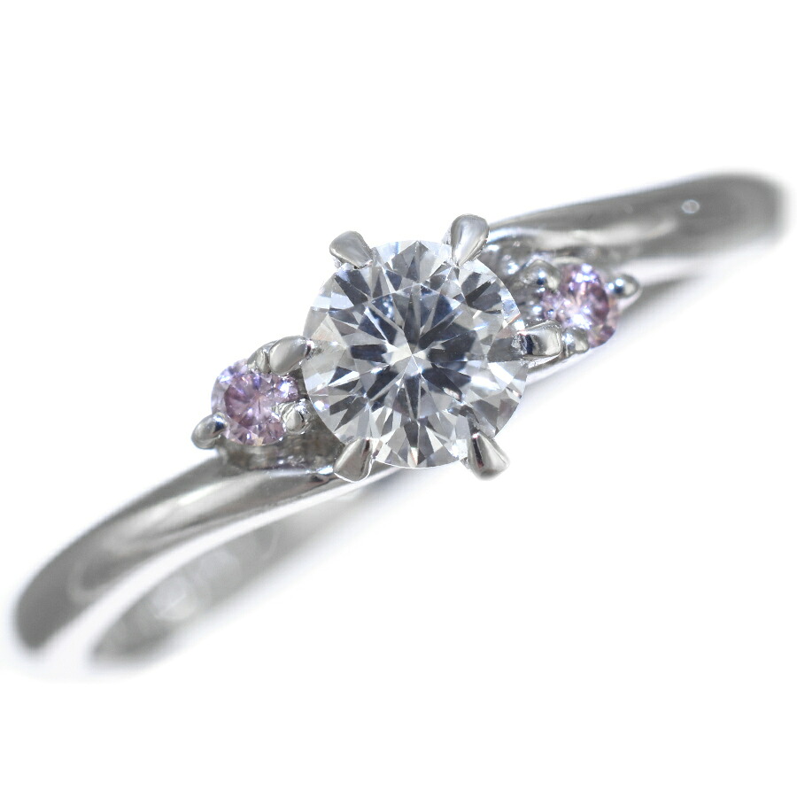 【中古】新品同様 リング 指輪 プラチナ900 ダイヤモンド 0.322ct 0.05ct サファイア 0.01ct 12号 [美品][送料無料]