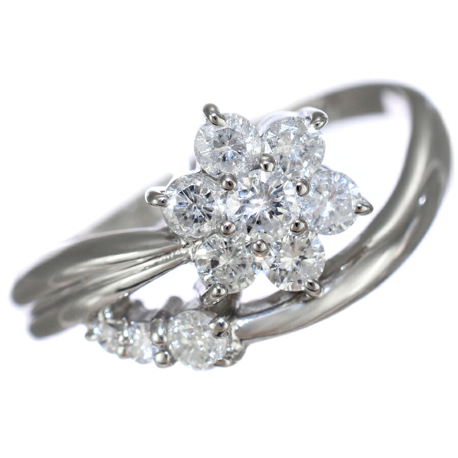 【中古】新品同様 フラワー 花 リング 指輪 プラチナ900 ダイヤモンド 0.51ct 11.5号 [美品][送料無料]｜ブランドリサイクルストアスマイル