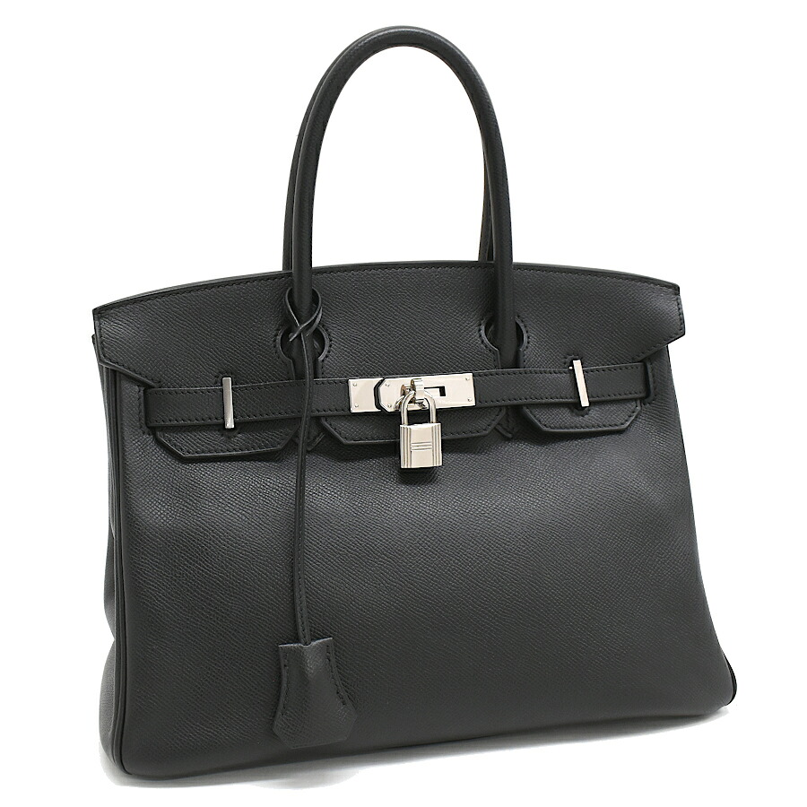【中古】エルメス バーキン30 ハンドバッグ □N刻印 エプソン ブラック シルバー金具 HERMES Birkin 30 [美品][送料無料]
