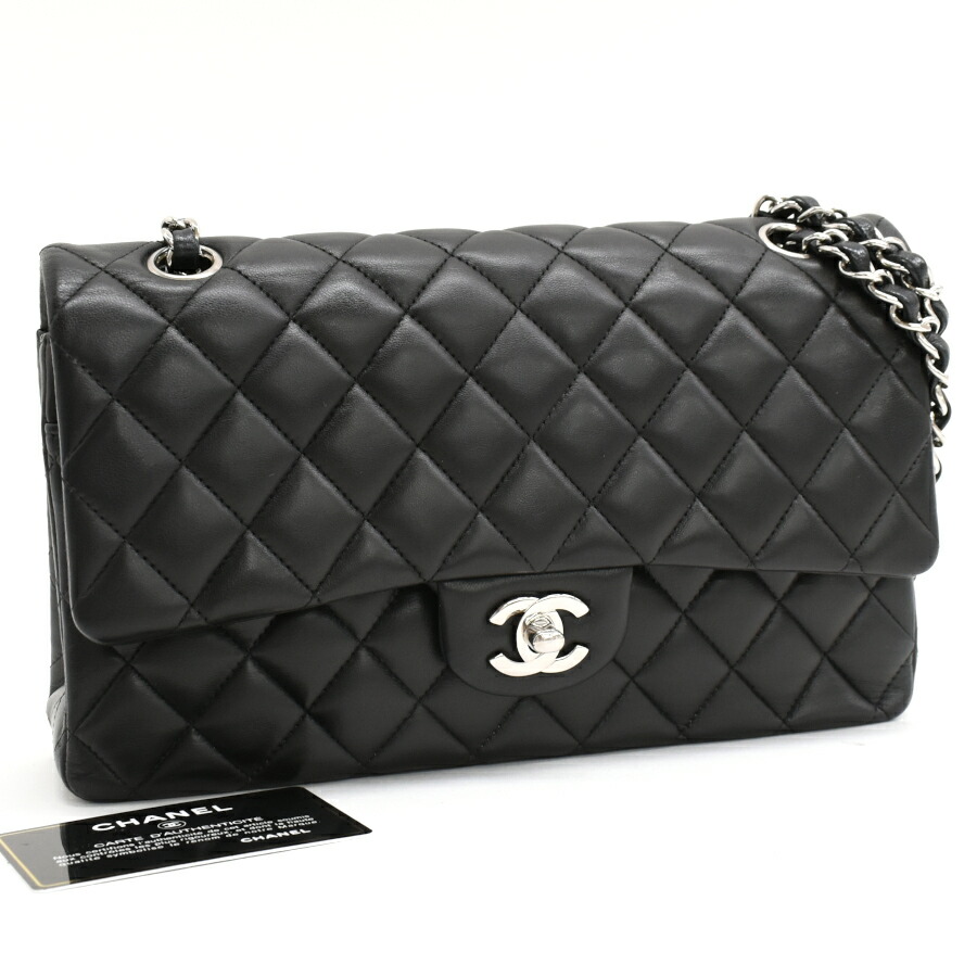 【中古】新品同様 シャネル マトラッセ25 チェーン ショルダーバッグ A01112 ラムスキン ブラック CHANEL Matelasse[美品][送料無料]