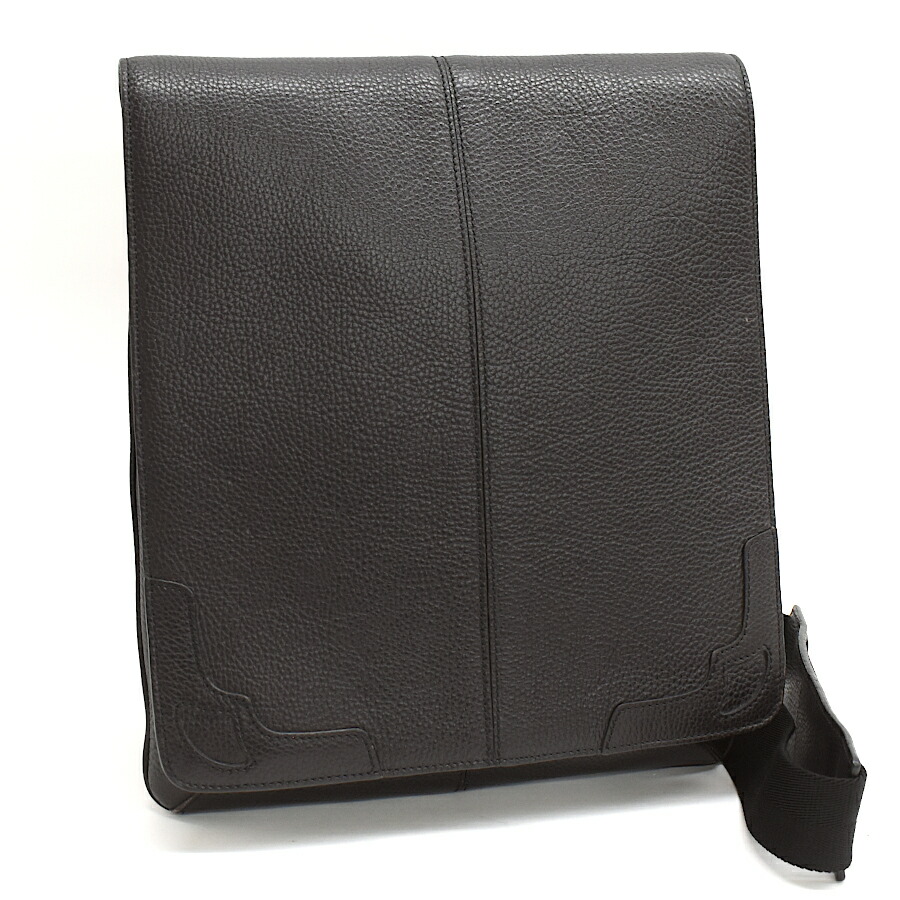 【中古】カルティエ クロスボディ ショルダーバッグ マルチェロライン レザー ダークブラウン Cartier Marcello de Cartier [美品][送料無料]