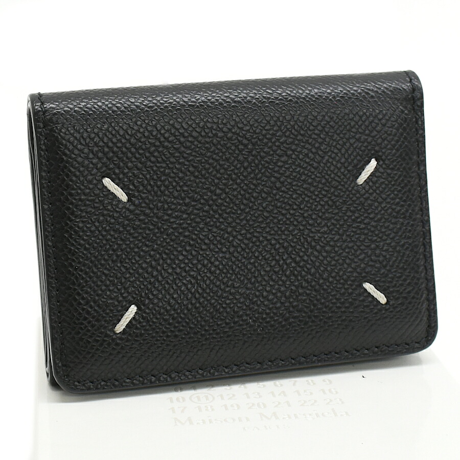 【中古】メゾンマルジェラ WALLET CLIP 3 三つ折り紙入れ SA2UI0005 なめし革 4ぬい目 黒いこと Maison Margiela[美品][貨物輸送無料]