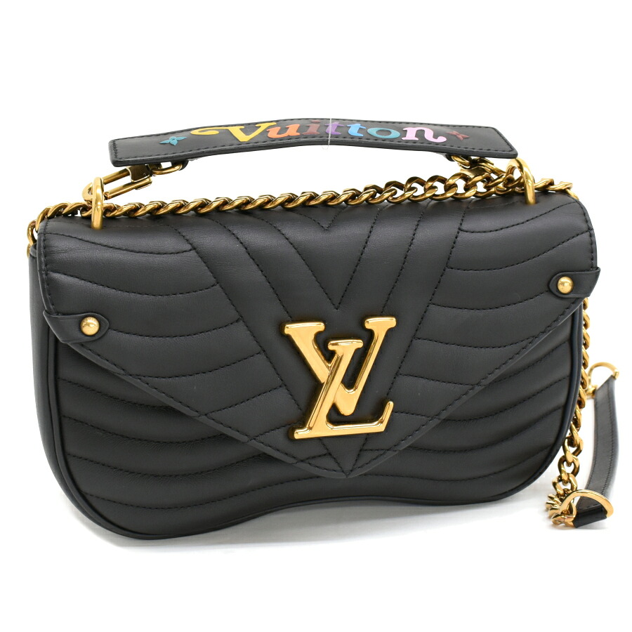 【中古】新品同様 ルイヴィトン チェーンバッグMM 2way バッグ M51498 ニューウェーブ レザー ブラック LOUIS VUITTON New Wave[美品][送料無料]