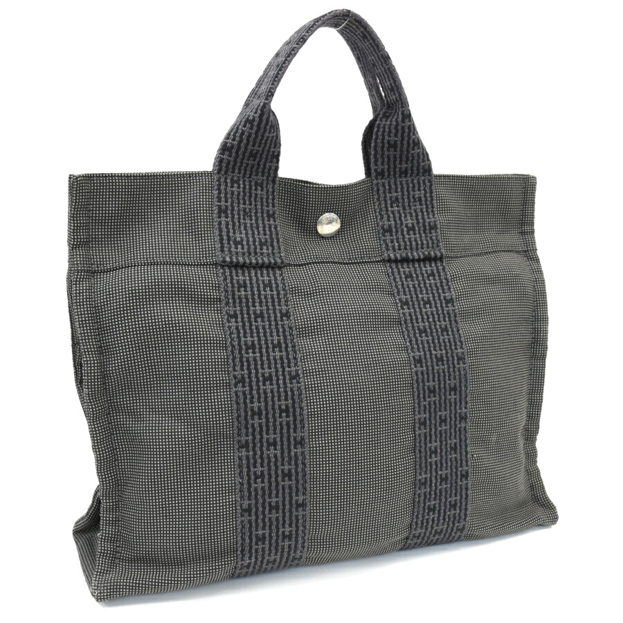 【中古】エルメス エールラインPM ハンドバッグ トートバッグ キャンバス グレー シルバー金具 HERMES Her Line[美品][送料無料]｜ブランドリサイクルストアスマイル 21,754円