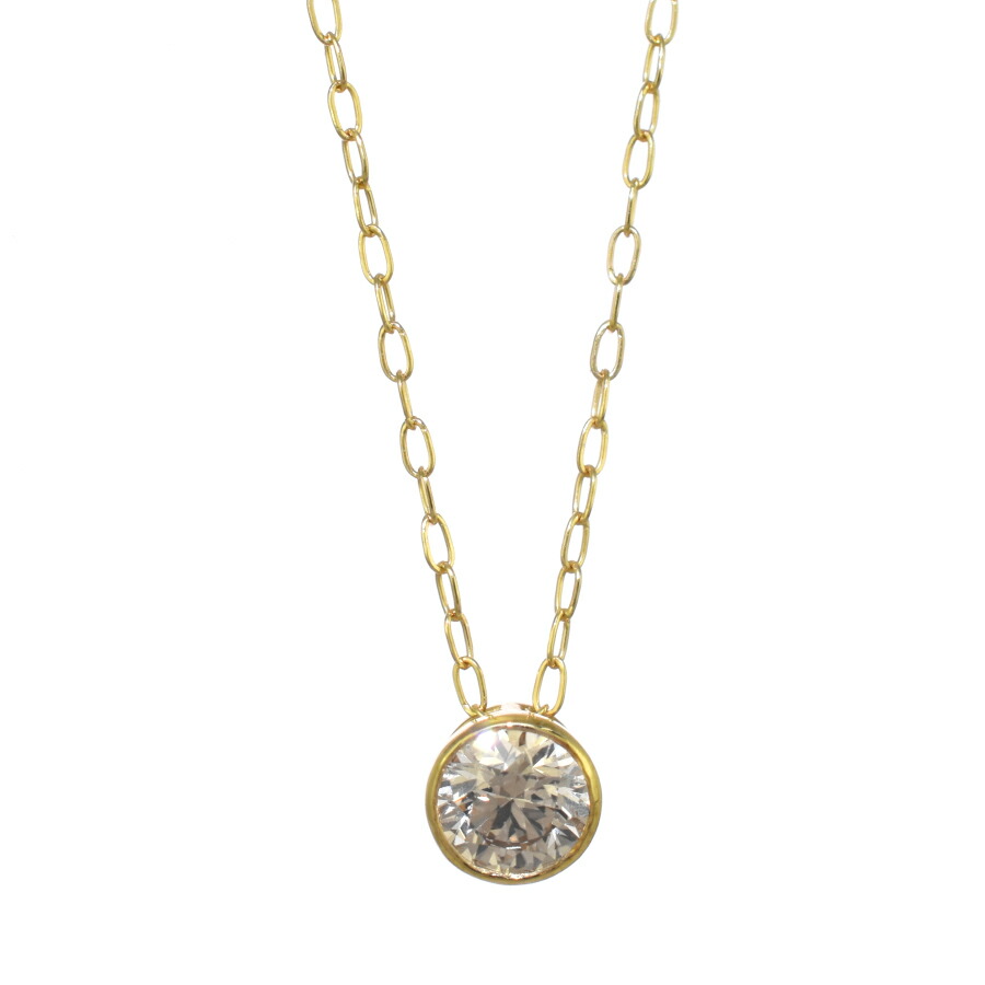 【中古】新品同様 ソリティア ペンダント ネックレス K18イエローゴールド 一粒 ダイヤモンド 0.18ct [美品][送料無料]