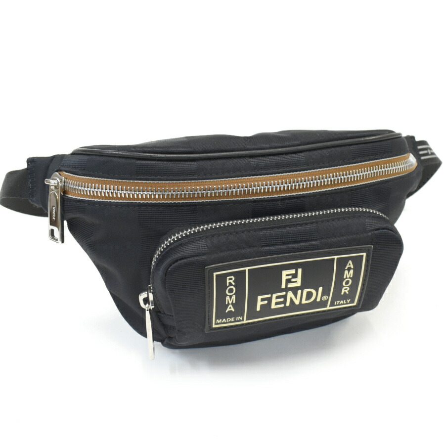 【中古】新品負けず劣らず フェンディ 胴締め御徒面子 上半身御徒面子 7VA446 ペカン ナイロン 黒いこと FENDI[美品][貨物輸送無料]