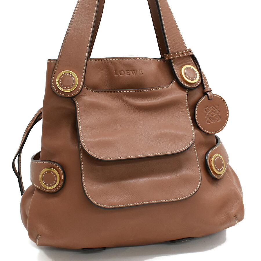 【中古】ロエベ ショルダー トートバッグ 385.27.002 レザー ブラウン ゴールド金具 LOEWE[美品][送料無料]｜ブランドリサイクルストアスマイル