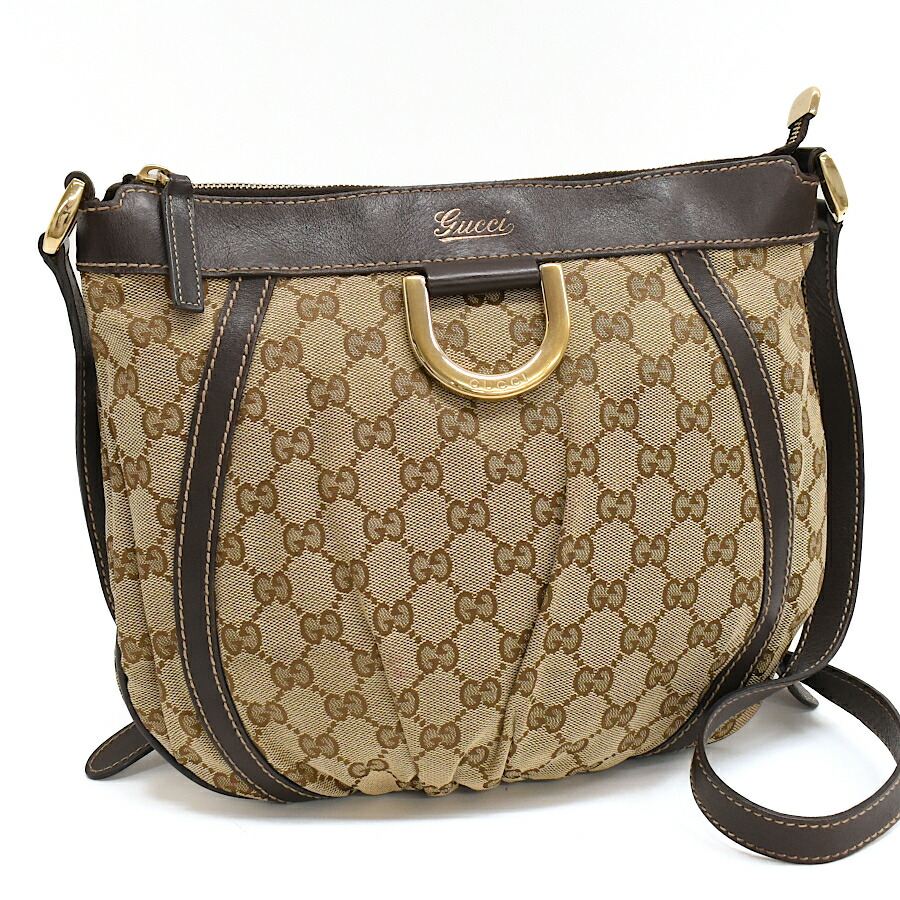 【中古】グッチ アビー クロスボディ ショルダーバッグ 203257 GGキャンバス レザー ベージュ ダークブラウン GUCCI [送料無料]｜ブランドリサイクルストアスマイル
