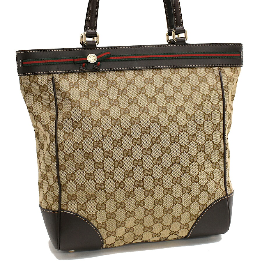 【中古】グッチ メイフェア トートバッグ 257062 GGキャンバス ベージュ ブラウン リボン ゴールド金具 GUCCI[送料無料]