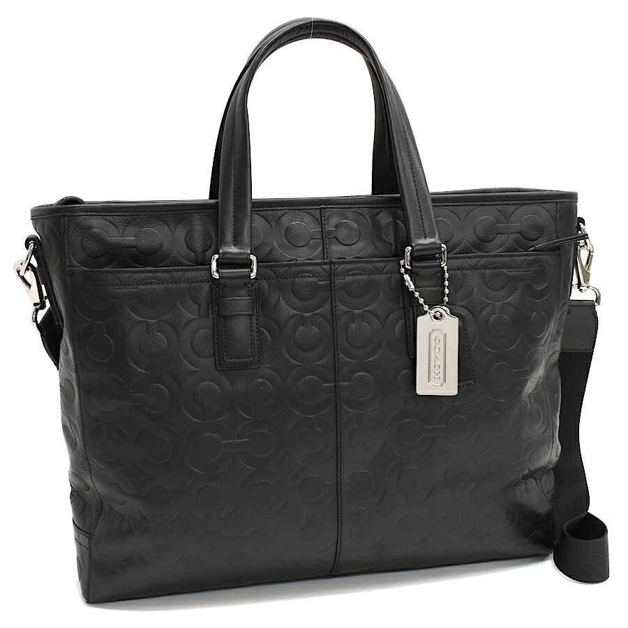 【中古】コーチ オプアート 2way ビジネス トートバッグ 70253 レザー ブラック COACH Op Art[美品][送料無料]