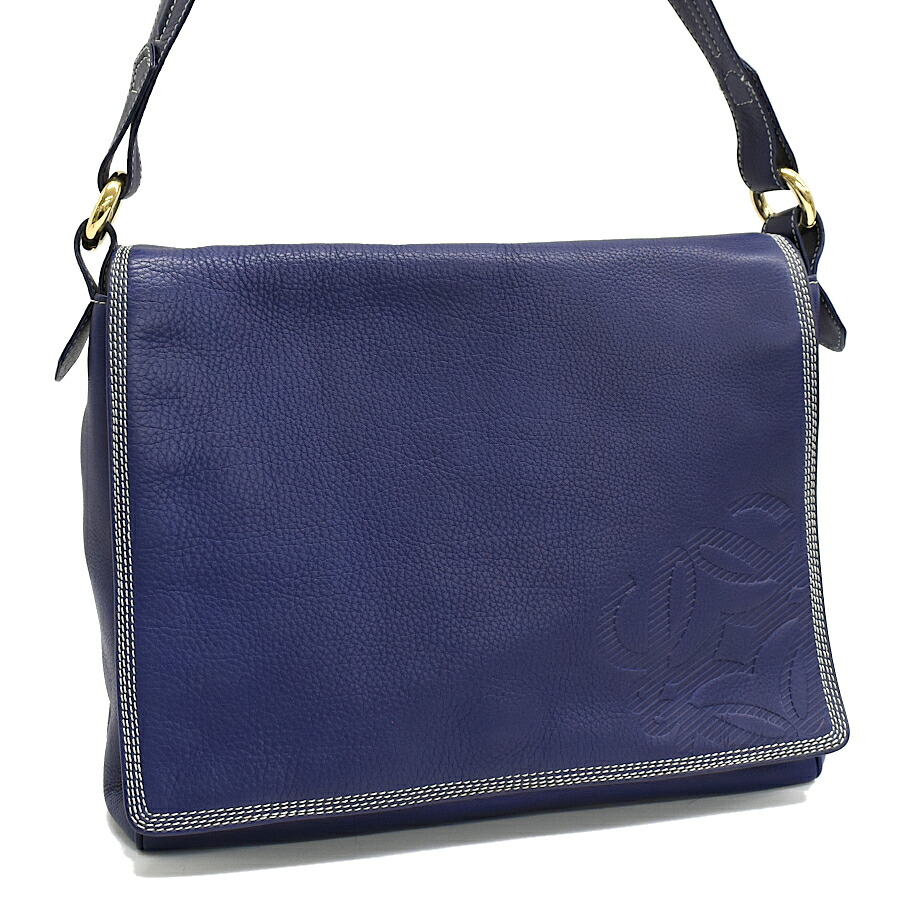 【中古】ロエベ ショルダーバッグ アナグラム レザー ネイビー ゴールド金具 LOEWE[送料無料] 38,870円