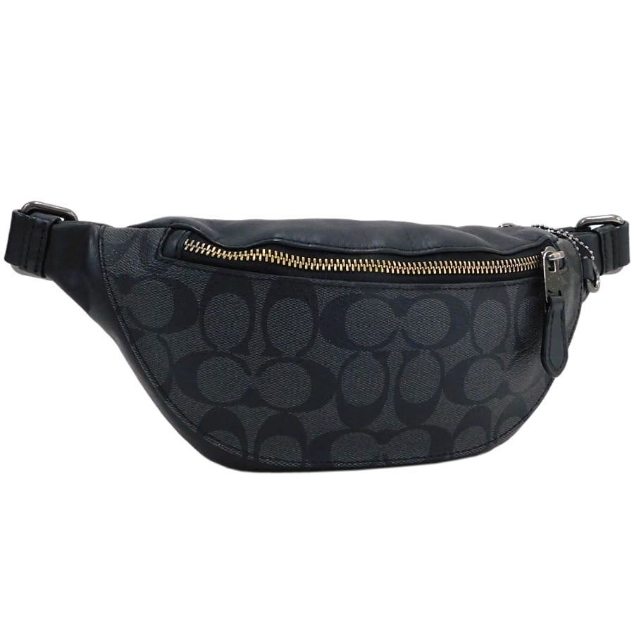 【中古】コーチ ウエストバッグ F84711 ブラック系 シグネチャー PVC×レザー メンズ おしゃれ COACH[送料無料]