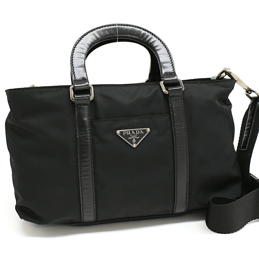 【中古】プラダ 2way ミニ ハンドバッグ ナイロン BN1052 ナイロン ブラック トライアングルロゴプレート PRADA [送料無料]｜ブランドリサイクルストアスマイル