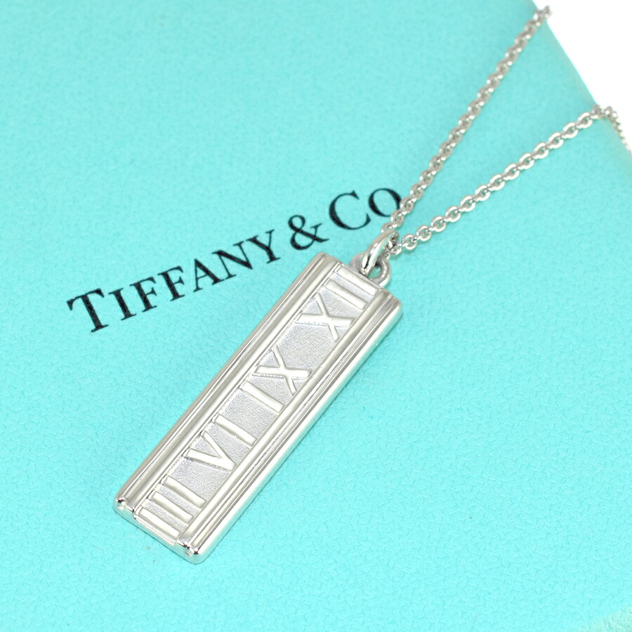 【中古】新品同様 ティファニー アトラス バー ペンダント ネックレス スターリングシルバー 925 TIFFANY&CO. [美品][送料無料]