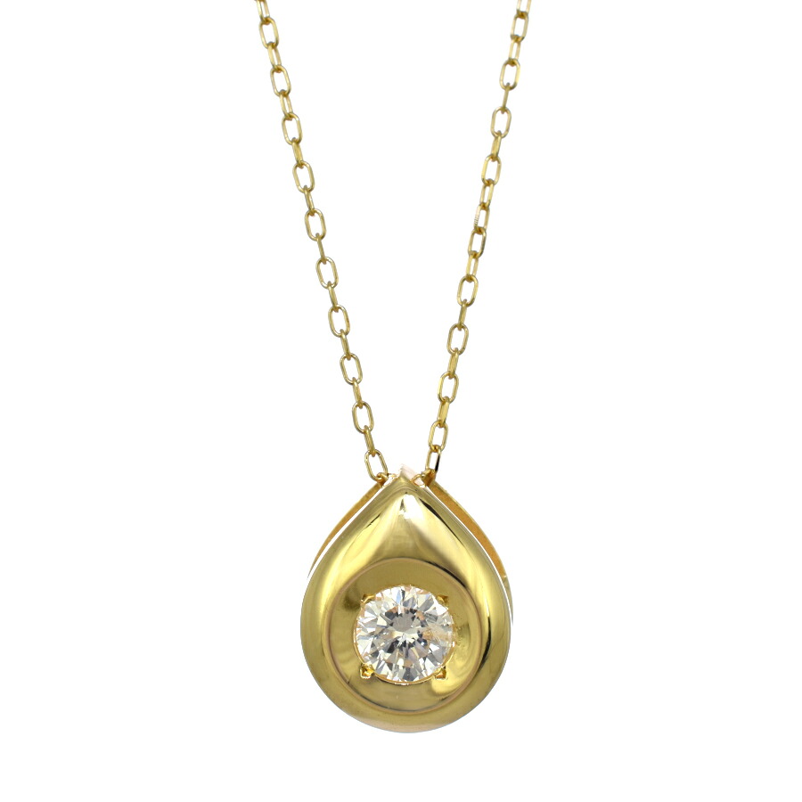 【中古】新品同様 ティアドロップ ペンダント ネックレス K18イエローゴールド ダイヤモンド 0.20ct ジュエリー [美品][送料無料]｜ブランドリサイクルストアスマイル
