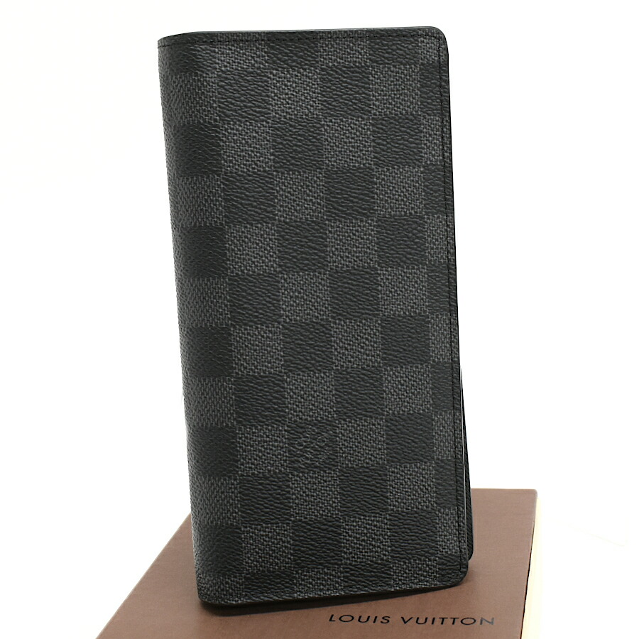 【中古】未使用品 ルイヴィトン ポルトフォイユブラザ 縦型 長財布 N62665 ダミエグラフィット キャンバス グレー LOUIS VUITTON Portefeuille Brazza[美品][送料無料]