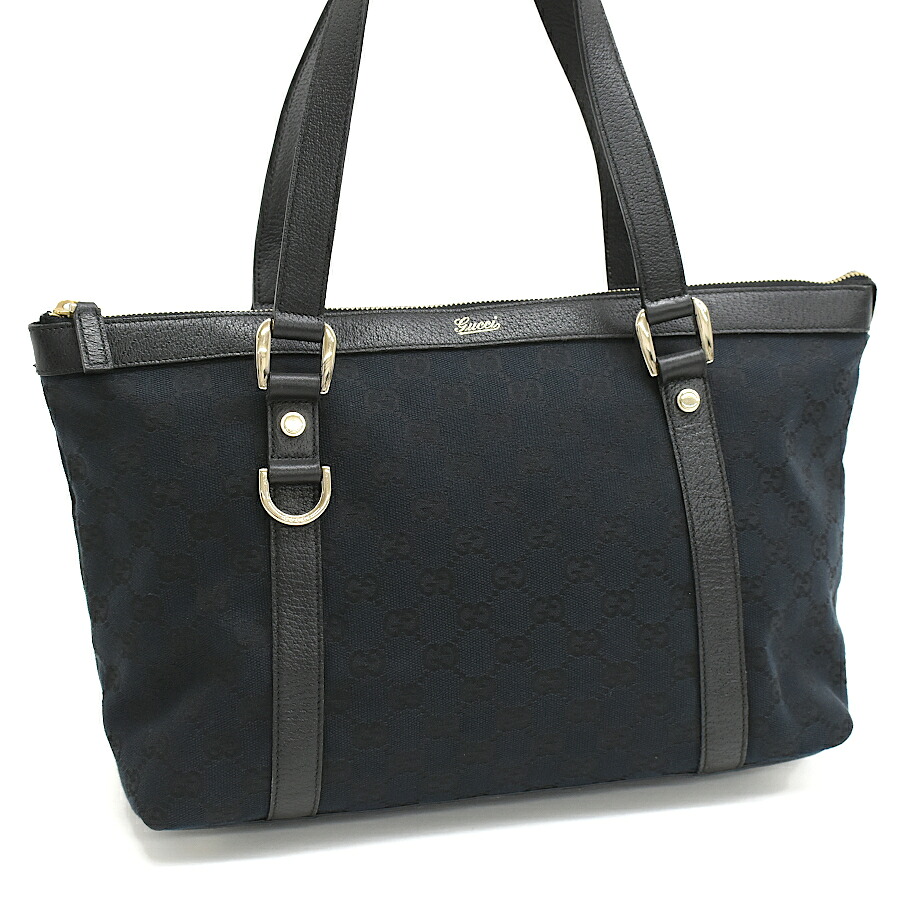 【中古】グッチ ショルダー トートバッグ 141470 アビー GGキャンバス レザー ブラック GUCCI Abbey[美品][送料無料]｜ブランドリサイクルストアスマイル
