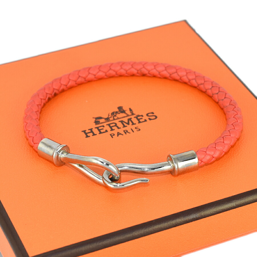 【中古】エルメス ジャンボH 腕輪 ヴォースウィフト なめし革 赤いこと しろがね色色合い金具 HERMES [貨物輸送無料]