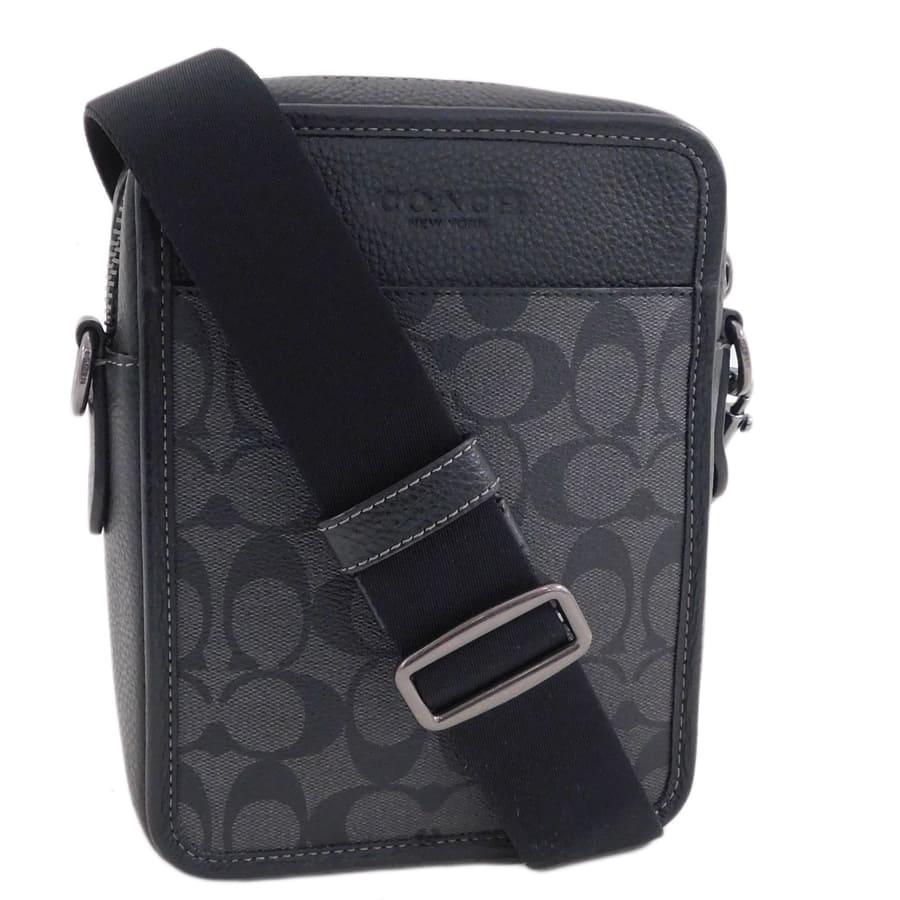 【中古】新品同様 コーチ ショルダーバッグ CC009 グレー×ブラック系 キャンバス×レザー シグネチャー COACH[送料無料] 12,638円
