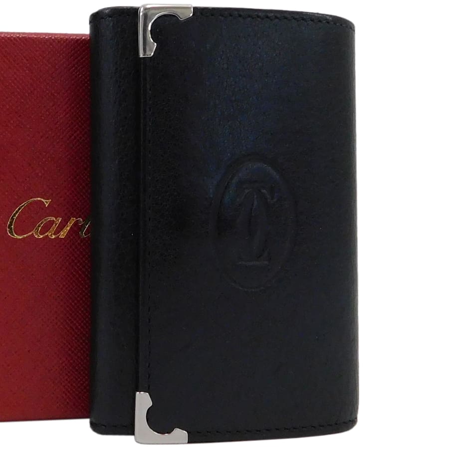 【中古】カルティエ 6連キーケース CRL3000579 ブラック系 レザー カボション おしゃれ Cartier[送料無料] 11,100円