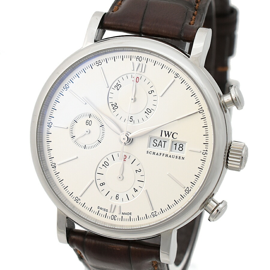 【中古】IWC ポートフィノ クロノグラフ メンズ 腕時計 IW391027 シルバー文字盤 SS アリゲーター インターナショナル ウォッチ カンパニー[美品][送料無料]