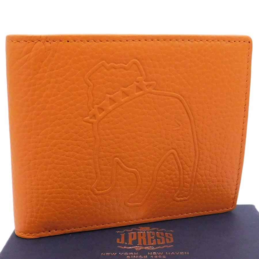 【百貨店SALE】【中古】新品負けず劣らず ジェイ押し付ける 二つ折り紙入れ 7387 オレンジ色系 なめし革 うしろ側ブル メンズ J.PRESS[貨物輸送無料]