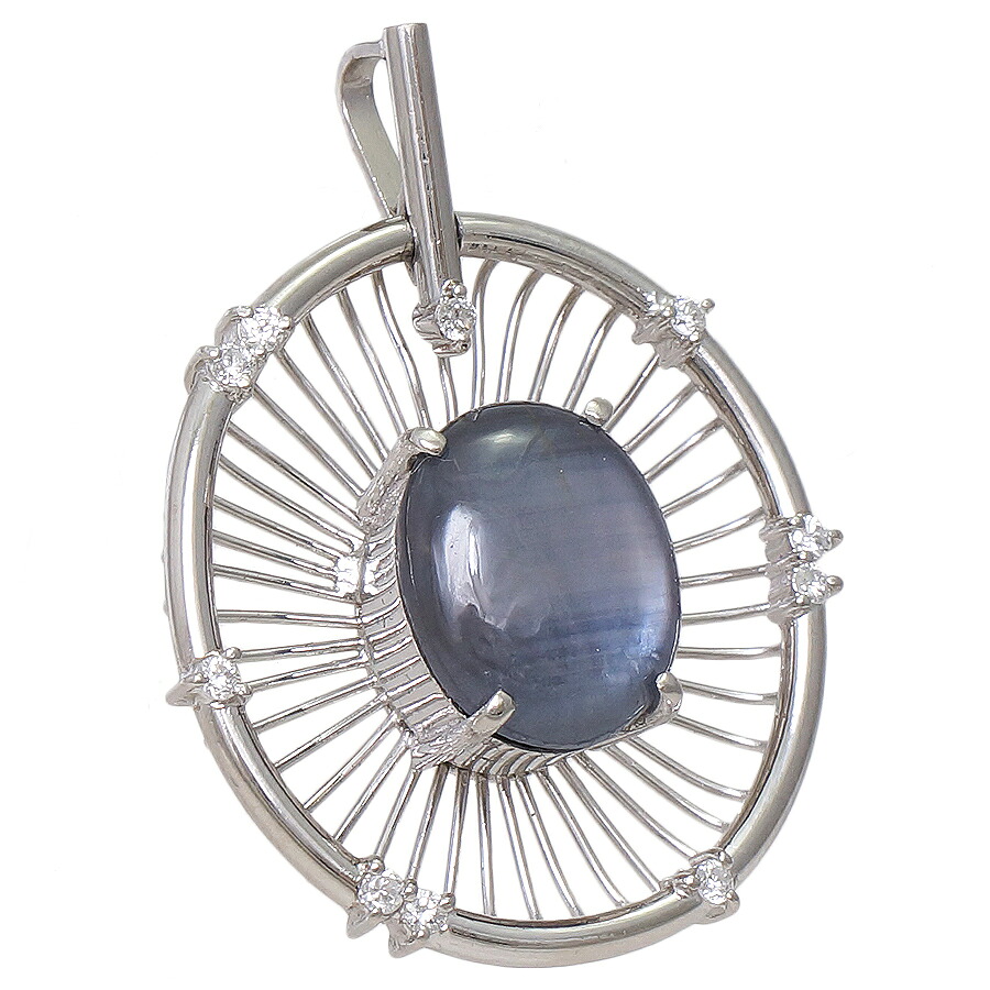 【中古】ペンダントトップ プラチナ900 スターサファイア 6.08ct ダイヤモンド 0.17ct 8.2g ジュエリー [送料無料]