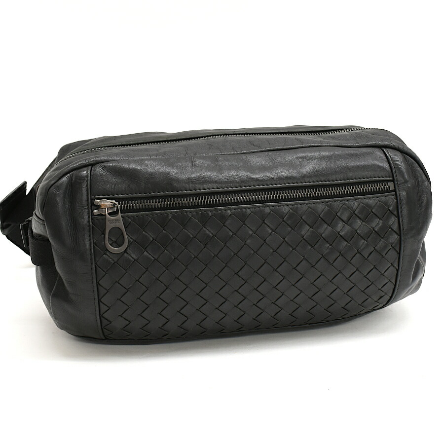 【中古】ボッテガヴェネタ ボディバッグ ベルトバッグ イントレチャート レザー ブラック BOTTEGA VENETA[送料無料]｜ブランドリサイクルストアスマイル