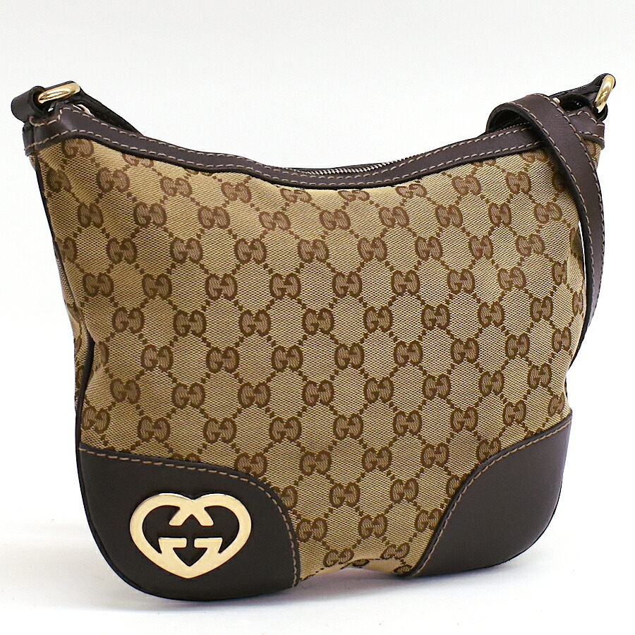 【中古】グッチ クロスボディ ショルダーバッグ 257072 ラブリー GGキャンバス ベージュ ブラウン GUCCI[送料無料]