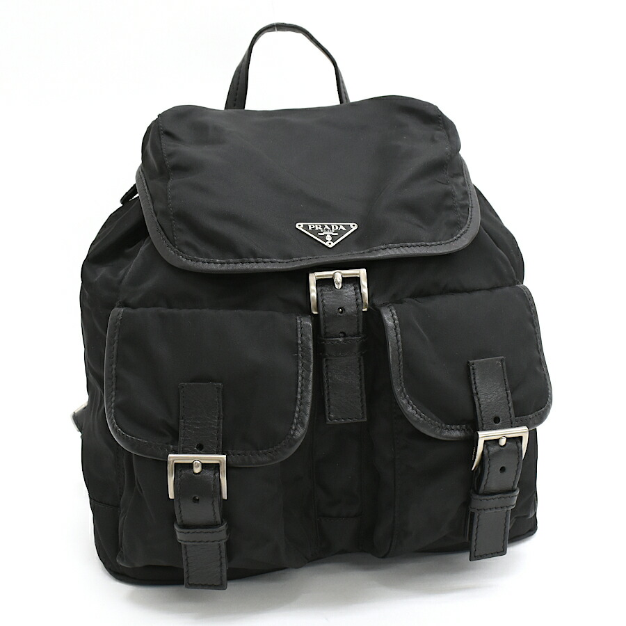 【中古】プラダ うしろ側風呂敷き包み 背嚢 BZ0001 VELA SPORT テスートナイロン ネロ 黒いこと トライアングルロゴプレート PRADA ZAINO[美品][貨物輸送無料]