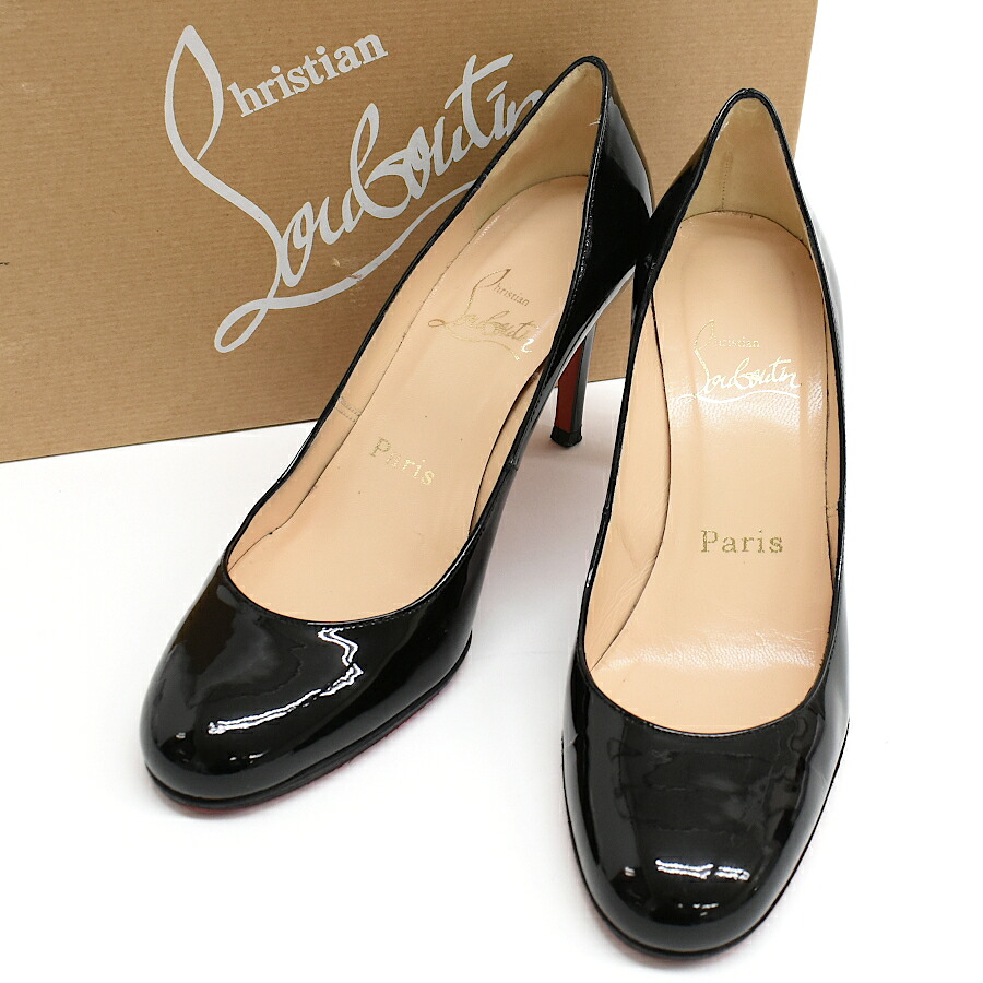 【中古】クリスチャンルブタン Miss Gena 85 パンプス レッドソール ハイヒール パテントレザー レザー ブラック サイズ35 シューズ Christian Louboutin ミスジェナ[美品][送料無料]